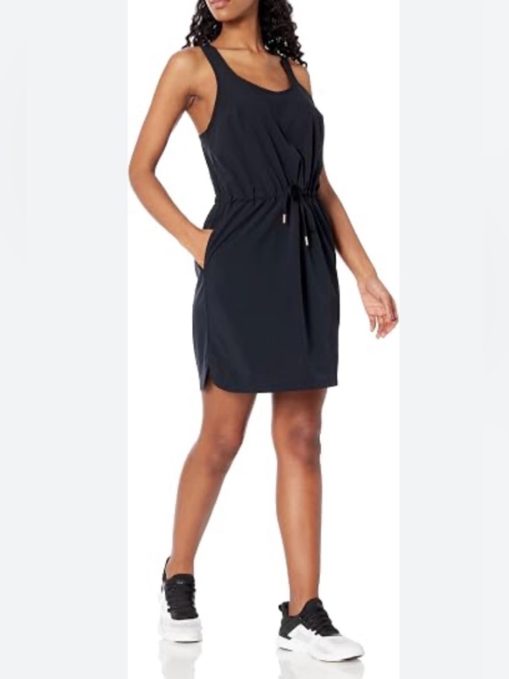 Athletic Works Black Tank Dress Size M Dri More Drawstring Waist Pocket